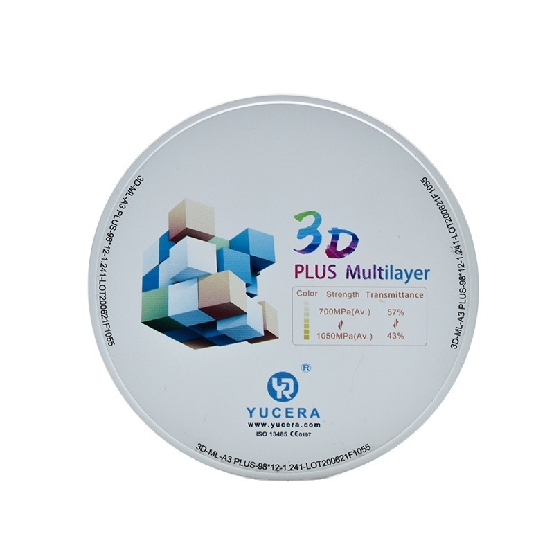 YUCERA 3D Plus Wielowarstwowy Blok Cyrkonu Dentystycznego NOWE Drukowanie 14mm Otwarty System CAD CAM do Koron Zirkonowych