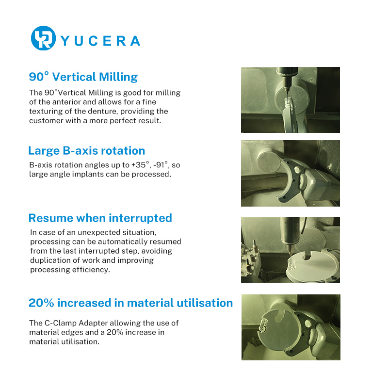 Yucera Customize Metal Mini in Cad Cam Dental Milling Machine Stock Zirconia Cutting Cad Cam Dental Milling Machine