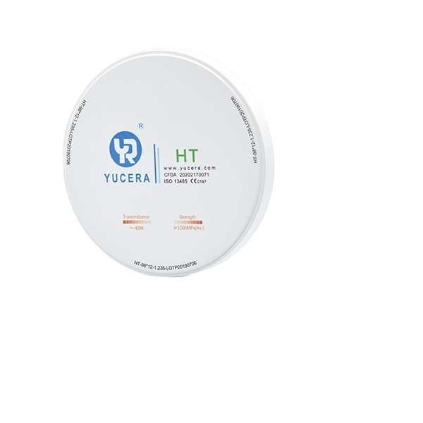 Dysk z tlenku cyrkonu do zębów 98mm YUCERA HT White (1200MPa/45% Trans.) | Exocad/ Gotowy