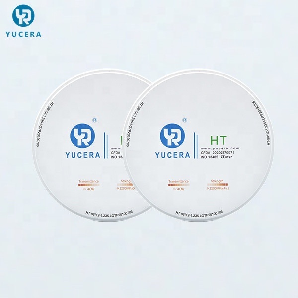 Dysk z tlenku cyrkonu do zębów 98mm YUCERA HT White (1200MPa/45% Trans.) | Exocad/ Gotowy