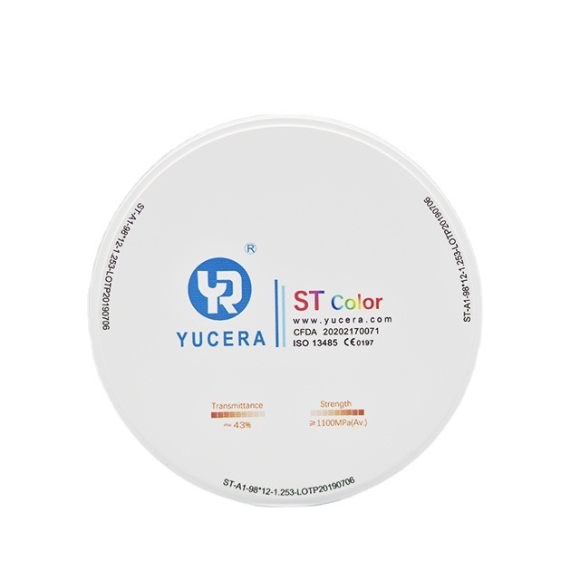 Dysk z tlenku cyrkonu do zębów 98mm YUCERA ST (1200MPa/45-55% Trans.) | Gotowy do Exocad