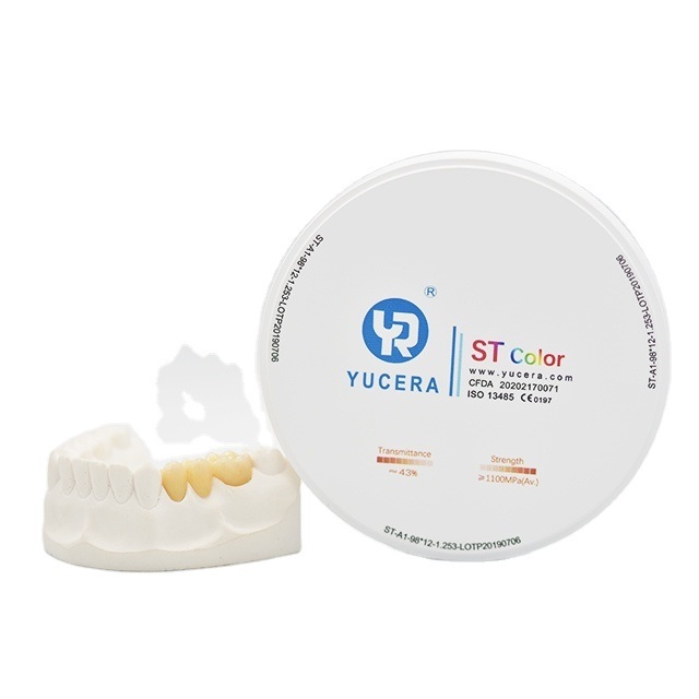 Dysk z tlenku cyrkonu do zębów 98mm YUCERA ST (1200MPa/45-55% Trans.) | Gotowy do Exocad