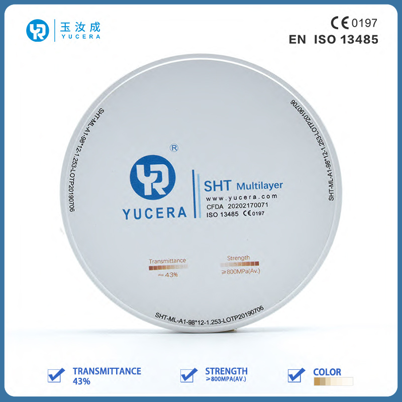 Dysk z tlenku cyrkonu dentystycznego 98mm YUCERA ST-Multilayer (1200MPa/45-55% Trans.) | Exocad/ Gotowy