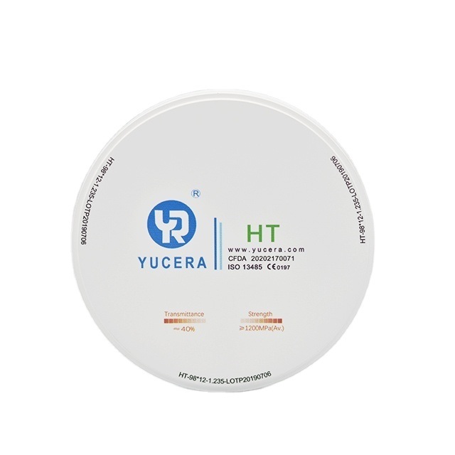 Dysk z tlenku cyrkonu do zębów 98mm YUCERA HT White (1200MPa/45% Trans.) | Certyfikat ISO 13356