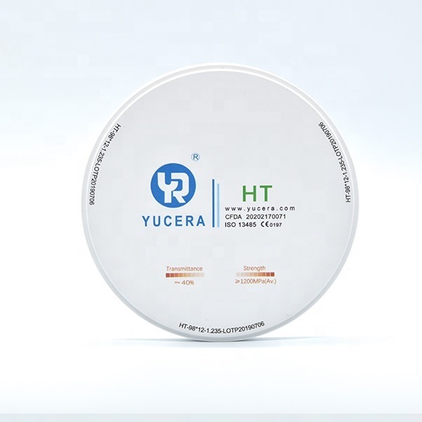 Dysk z tlenku cyrkonu do zębów 98mm YUCERA HT White (1200MPa/45% Trans.) | Certyfikat ISO 13356