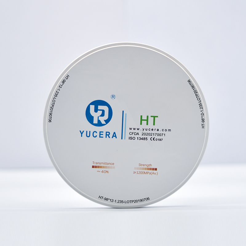 Dysk z tlenku cyrkonu do zębów 98mm YUCERA HT White (1200MPa/45% Trans.) | Certyfikat ISO 13356