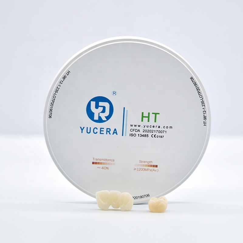 Dysk z tlenku cyrkonu do zębów 98mm YUCERA HT White (1200MPa/45% Trans.) | Certyfikat ISO 13356