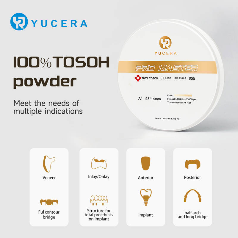 Yucera Pro Master A1/A2/A3 Wielowarstwowe Bloki Cyrkonu do Koron i Mostów w Laboratorium Dentystycznym